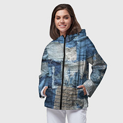 Ветровка с капюшоном женская Пэчворк Рваная ткань Hype, цвет: 3D-черный — фото 2