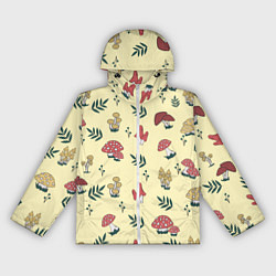 Ветровка с капюшоном женская Mushroom, грибы- грибочки, цвет: 3D-белый