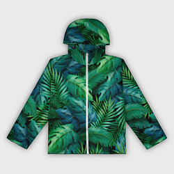 Ветровка с капюшоном женская Green plants pattern, цвет: 3D-белый