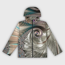 Ветровка с капюшоном женская Fractal pattern Spiral Серебристый фрактал спираль, цвет: 3D-черный