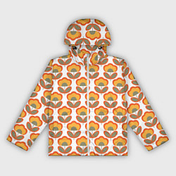 Ветровка с капюшоном женская ЦВЕТЫ В СТИЛЕ 70х, цвет: 3D-белый