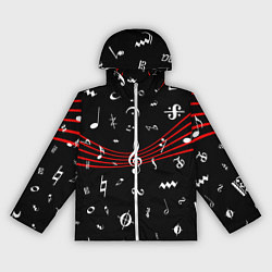 Ветровка с капюшоном женская Нотные Знаки с Нотным Станом, цвет: 3D-белый