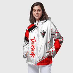 Ветровка с капюшоном женская Berserk ЧЁРНАЯ МАСКА, цвет: 3D-белый — фото 2