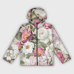 Ветровка с капюшоном женская Цветы Розовый Сад Пион и Роз, цвет: 3D-черный