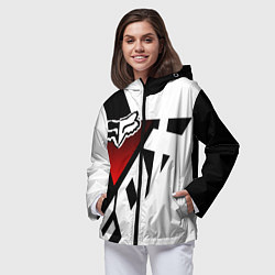 Ветровка с капюшоном женская FOX RACING - ФОКС ЧЕРНЫЙ И БЕЛЫЙ, цвет: 3D-черный — фото 2