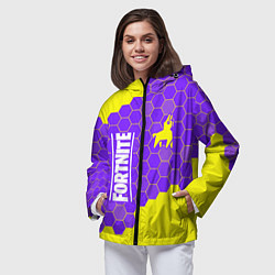 Ветровка с капюшоном женская ФОРТНАЙТ - ЛАМА Соты, цвет: 3D-черный — фото 2