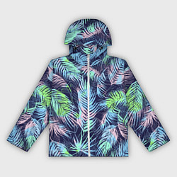 Ветровка с капюшоном женская Разноцветные Листья Пальм, цвет: 3D-белый