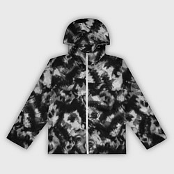 Ветровка с капюшоном женская Черно-белый абстрактный камуфляж, цвет: 3D-белый