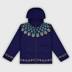 Ветровка с капюшоном женская Павлиньи перья с вензелями, цвет: 3D-черный