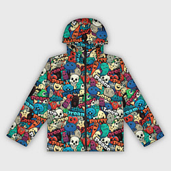 Ветровка с капюшоном женская Граффити черепа и рожицы, цвет: 3D-черный