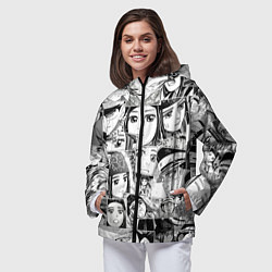 Ветровка с капюшоном женская Золотое божество паттерн, цвет: 3D-черный — фото 2
