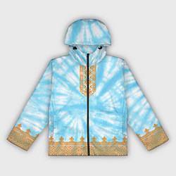 Ветровка с капюшоном женская Славянская тай-дай рубаха, цвет: 3D-черный