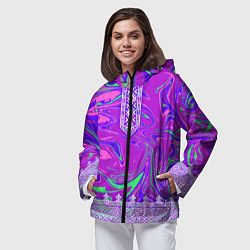 Ветровка с капюшоном женская Славянская рубаха с разводами, цвет: 3D-черный — фото 2