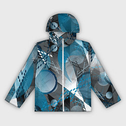 Ветровка с капюшоном женская Абстрактный серо-синий принт, цвет: 3D-белый
