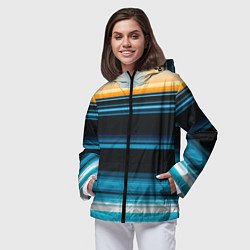 Ветровка с капюшоном женская Градиент восход солнца, цвет: 3D-черный — фото 2