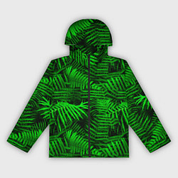 Ветровка с капюшоном женская Листья папоротника - текстура, цвет: 3D-черный