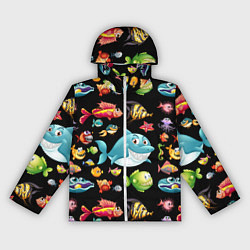 Ветровка с капюшоном женская Прикольная акула и другие жители океана, цвет: 3D-белый