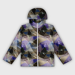 Ветровка с капюшоном женская Полигональный абстрактный: бежевый, коричневый, си, цвет: 3D-белый