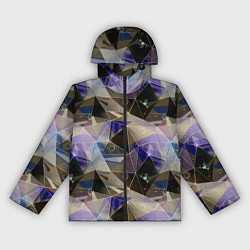 Ветровка с капюшоном женская Полигональный абстрактный: бежевый, коричневый, си, цвет: 3D-черный
