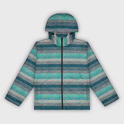 Ветровка с капюшоном женская Серые, зеленые полосы с текстурой дерева, цвет: 3D-черный