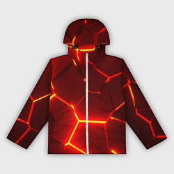 Ветровка с капюшоном женская Красные неоновые геометрические плиты, цвет: 3D-белый