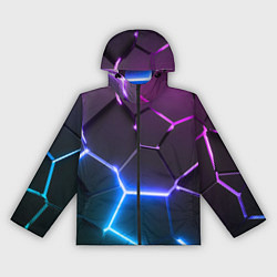 Ветровка с капюшоном женская Фиолетовый градиент - неоновые геометрические плит, цвет: 3D-черный