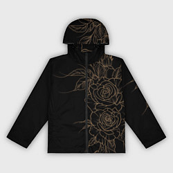 Женская ветровка Элегантные розы на черном фоне