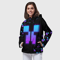 Ветровка с капюшоном женская Minecraft градиент, цвет: 3D-черный — фото 2