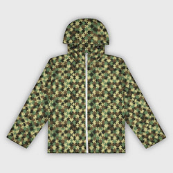 Ветровка с капюшоном женская Милитари пазлы, цвет: 3D-белый