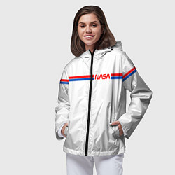 Ветровка с капюшоном женская Nasa - полосы, цвет: 3D-черный — фото 2
