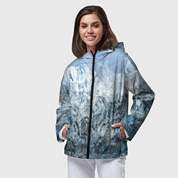 Ветровка с капюшоном женская Ледяные горы со снегом, цвет: 3D-черный — фото 2