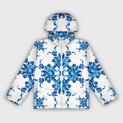 Ветровка с капюшоном женская Гжель цветы, цвет: 3D-белый