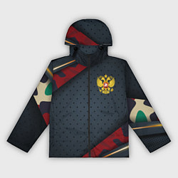 Ветровка с капюшоном женская Герб России черно-красный камуфляж, цвет: 3D-черный