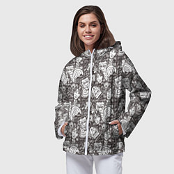 Ветровка с капюшоном женская Мужчина и женщина Франкенштейн, цвет: 3D-белый — фото 2