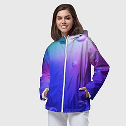 Ветровка с капюшоном женская Радужные мыльные пузыри, цвет: 3D-белый — фото 2
