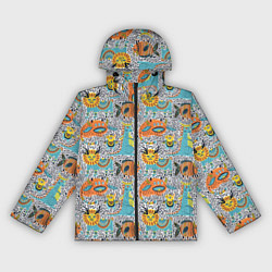 Ветровка с капюшоном женская Фантастические животные, цвет: 3D-черный
