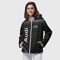Ветровка с капюшоном женская Audi карбон, цвет: 3D-белый — фото 2