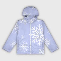 Ветровка с капюшоном женская Снежинок узоры, цвет: 3D-белый