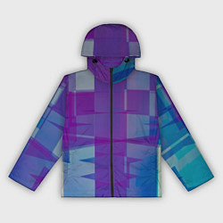Ветровка с капюшоном женская Геометрические объёмные фиолетовые кубы, цвет: 3D-черный