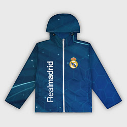 Ветровка с капюшоном женская Real madrid голубая абстракция, цвет: 3D-белый