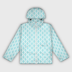 Ветровка с капюшоном женская Голубые узоры - волны, цвет: 3D-белый