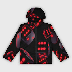 Ветровка с капюшоном женская Игральные кости на черном фоне, цвет: 3D-черный