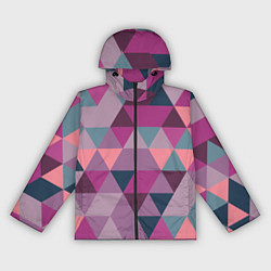 Ветровка с капюшоном женская Абстрактные мозаичный розовый фигуры, цвет: 3D-черный