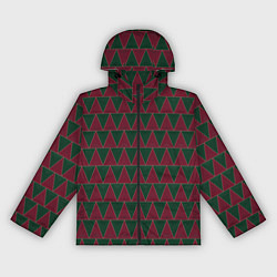Ветровка с капюшоном женская Красные и зеленые треугольники, цвет: 3D-черный