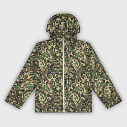 Ветровка с капюшоном женская Камуфляж Woodland мелкий, цвет: 3D-белый