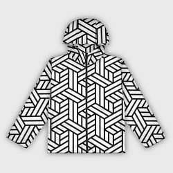 Ветровка с капюшоном женская Чёрно-белый завивающийся паттерн, цвет: 3D-черный