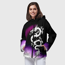 Ветровка с капюшоном женская Когтистый Дракон - трайбл, цвет: 3D-черный — фото 2