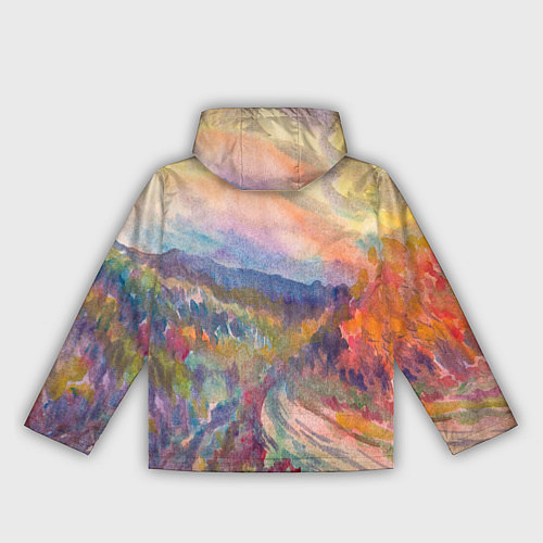 Женская ветровка Осенний пейзаж акварель / 3D-Черный – фото 2