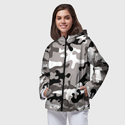 Ветровка с капюшоном женская Камуфляж Urban крупный, цвет: 3D-черный — фото 2
