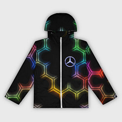 Ветровка с капюшоном женская Mercedes - neon pattern, цвет: 3D-белый